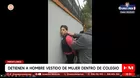 Capturan a sujeto vestido de mujer por tomar fotos a escolares