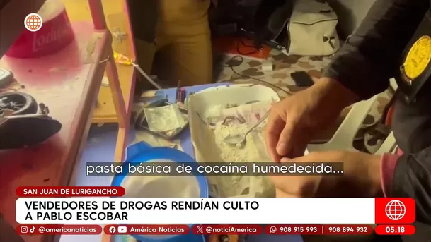 Vendedores de drogas rendían culto a Pablo Escobar en San Juan de Lurigancho. Foto: América Noticias
