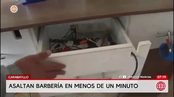 Robo a barbería en Carabayllo: ladrón armado huye en moto/ América Noticias Robo a barbería en Carabayllo: ladrón armado huye en moto/ América Noticias