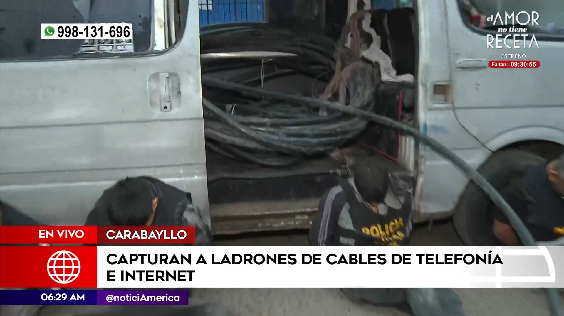 Sujetos robaban cables de telefonía e internet en Carabayllo. Foto: América Noticias