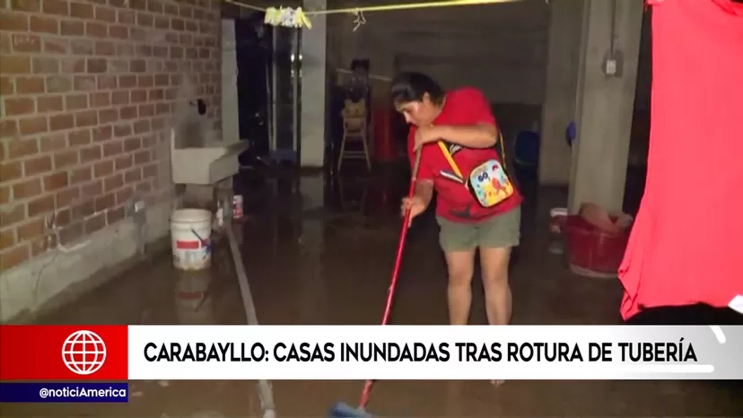 Carabayllo: casas inundadas tras rotura de tubería de agua
