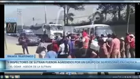 Transportistas informales agredieron con palos y piedras a inspectores de Sutran. Foto: Canal N