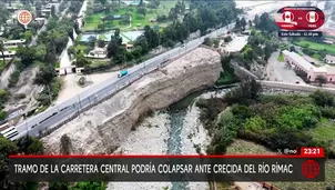 Un tramo de la carretera Central, ubicado a la altura del kilómetro 29.7 en Chosica, presenta un riesgo debido al socavamiento y la erosión de la base del talud que se encuentra junto al río Rímac./ Video: América Noticias