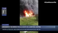 Incendio en la Carretera Central. Foto: captura de video