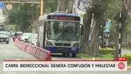 Carril bidireccional en avenida Arequipa genera confusión