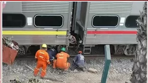 Carrocería del tren Lima-Chosica se descarriló a la altura del Parque de la Muralla. Foto y video: América Noticias
