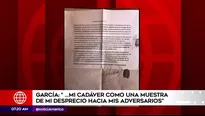 Última carta escrita por Alan García.