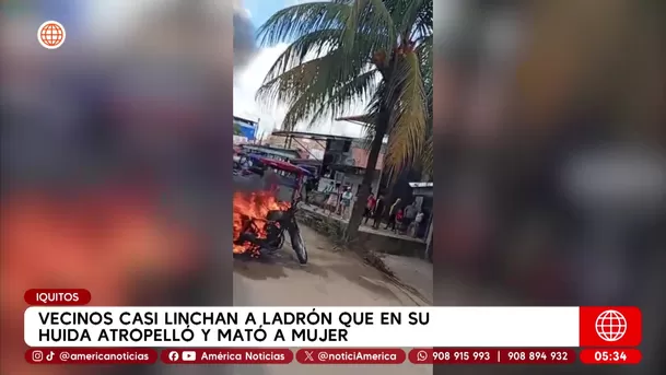 Vecinos casi linchan a ladrón que atropelló y mató a mujer en Iquitos. Foto: América Noticias Vecinos casi linchan a ladrón que atropelló y mató a mujer en Iquitos. Foto: América Noticias