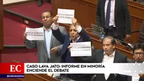 Congresistas de Frente Amplio y Nuevo Perú mostraron carteles. Foto: captura de TV