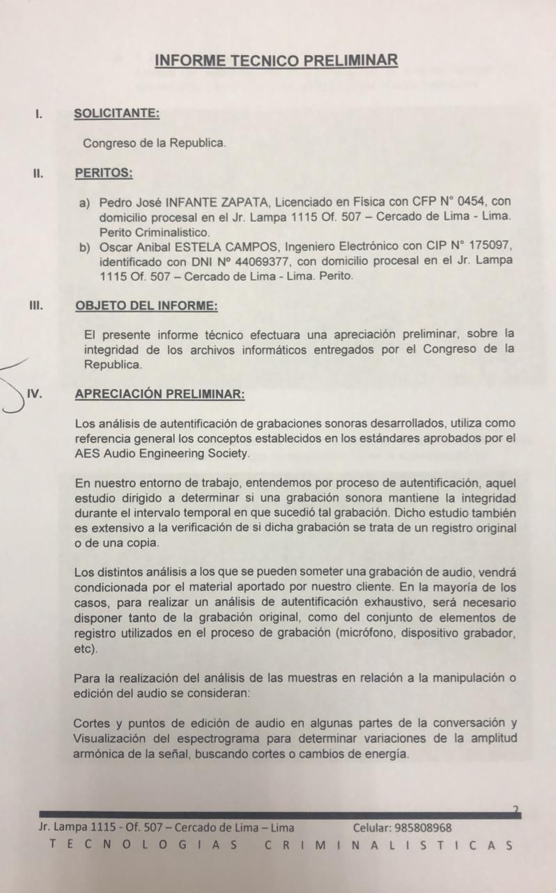 Caso Richard Swing: Peritaje preliminar señala que audios no fueron editados