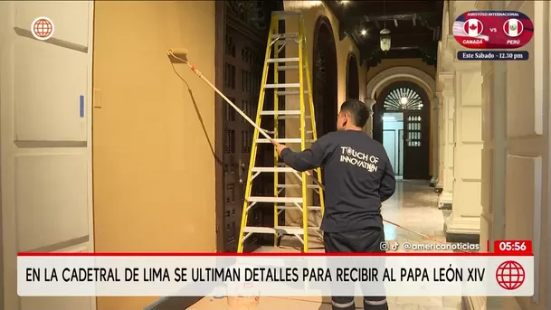 Catedral de Lima ultima detalles para recibir al papa León XIV. Foto: América Noticias Catedral de Lima ultima detalles para recibir al papa León XIV. Foto: América Noticias