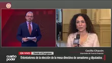 La diputada Cecilia Chacón (Fuerza Popular) afirmó que "la cancha está pareja para todos" tras la elección de Oscar Reto en la Cámara de Diputados. Exhortó a formar mesas directivas que trabajen por el país. Video: Cuarto Poder