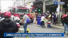 Centro de Lima: Ambulantes dificultan tránsito a bomberos