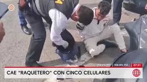 Centro de Lima: capturan a raquetero con cinco celulares robados. Foto y video: AN