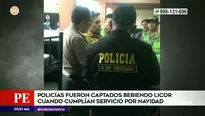 Policías bebiendo licor en horas de trabajo. Foto y video: América Noticias