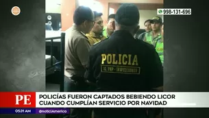 Policías bebiendo licor en horas de trabajo. Foto y video: América Noticias