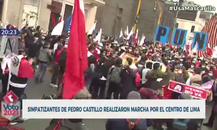 Seguidores de Pedro Castillo realizaron marcha en el Cercado de Lima