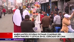 Ambulantes invaden pistas y veredas en jirón Paruro. Foto: América Noticias