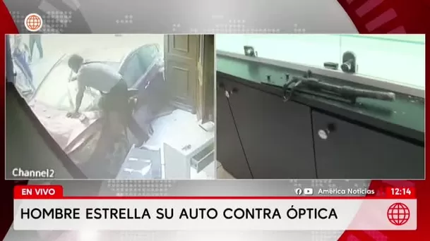 Cercado de Lima: Auto se estrella contra óptica y causa graves daños. Foto: América Noticias