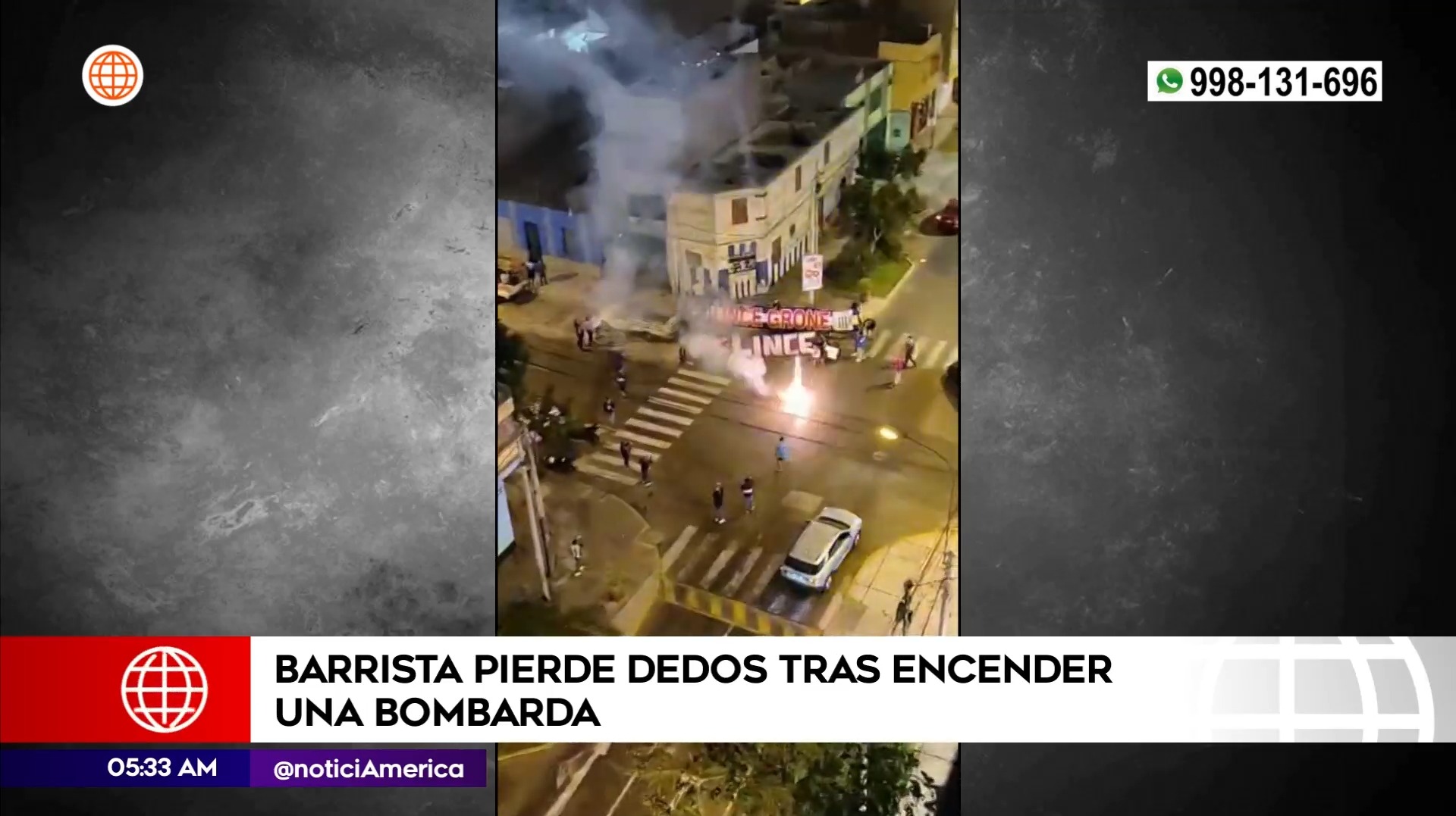 Barrista perdió dedos tras encender bombarda. Foto: América Noticias