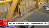 Puente peatonal dañado en Cercado de Lima. Foto: América Noticias