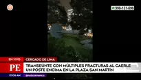 Poste de Plaza San Martín cayó encima de transeúnte. Foto y video: América Noticias