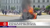 El vehículo se incendió frente a la plaza Grau. Foto: América TV