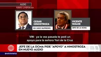 Nuevo audio de César Hinostroza. Foto: captura de TV