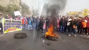 Trabajadores del Minsa protestaron y boquearon Carretera Central. Foto: América Noticias