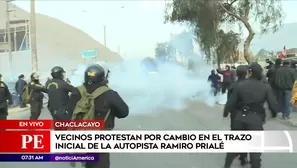 Protesta en Chaclacayo por la autopista Ramiro Prialé. Foto: América Noticias