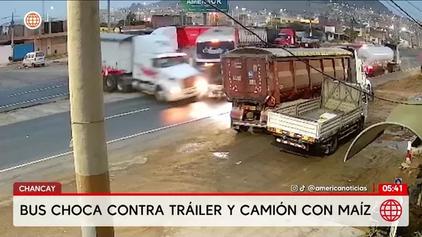 Chancay: Choque entre bus, tráiler y camión deja tres heridos. Foto: América Noticias