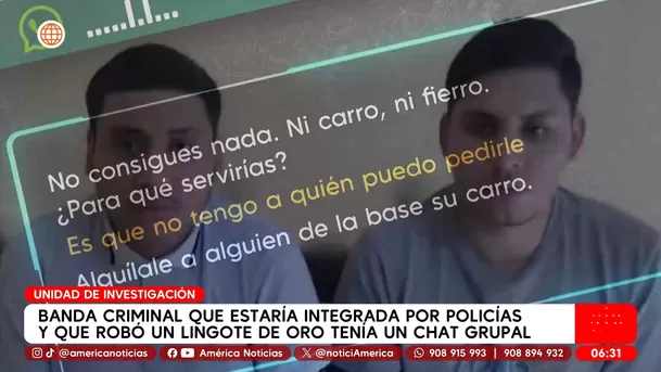 Chat revela cómo policías coordinaron robo de oro en el Callao. Foto: América TV Chat revela cómo policías coordinaron robo de oro en el Callao. Foto: América TV