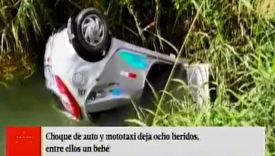 Vehículo choca contra mototaxi. Foto: captura de TV