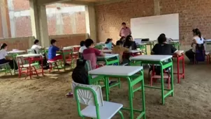 Escolares reciben sus clases en precarias condiciones. La obra se encuentra paralizada desde enero del 2022 / Captura: Canal N