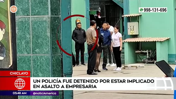 Policía detenido por estar implicado en asalto a empresaria en Chiclayo. Foto: América Noticias