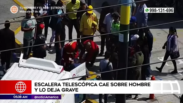 Hombre quedó grave tras caerle una escalera telescópica en Chimbote. Foto: América Noticias