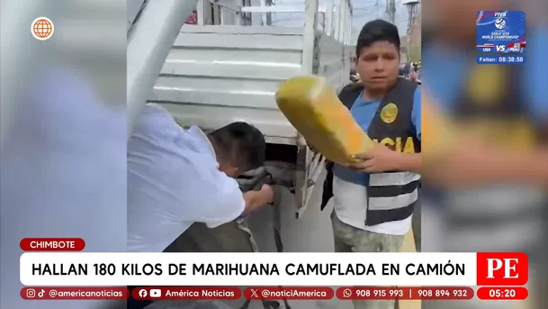 Hallan 180 kilos de marihuana camuflada en camión en Chimbote. Foto: América Noticias
