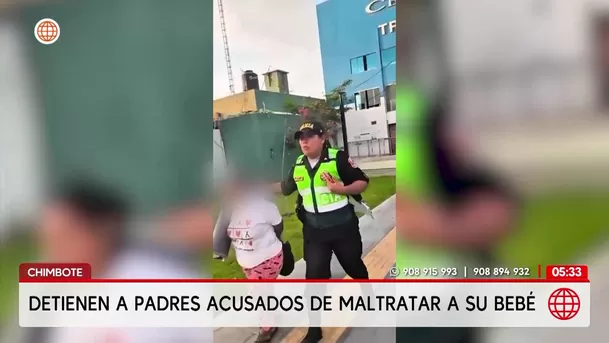 Chimbote: Detienen a padres acusados de fracturar los brazos y pierna a su bebé. Foto: América Noticias