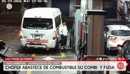 Chofer abastece combi y fuga de grifo en San Martín de Porres