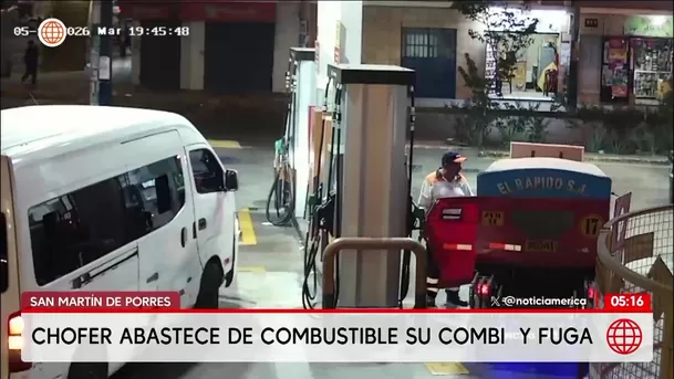 Chofer abastece combi y fuga de grifo en San Martín de Porres. Foto: América Noticias