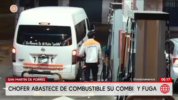 Chofer abastece combi y fuga de grifo en San Martín de Porres. Foto: América Noticias