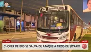 Chofer de bus salva de morir tras ataque de sicario en Comas