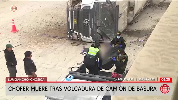 Chofer de camión de basura muere tras volcadura en Lurigancho-Chosica. Foto: América Noticias