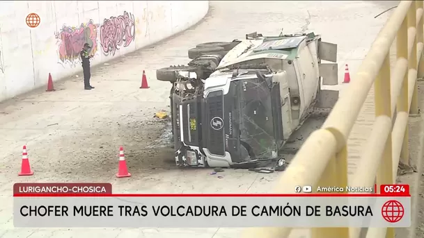 Chofer de camión de basura muere tras volcadura en Lurigancho-Chosica. Foto: América Noticias