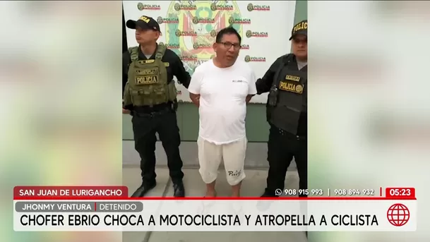 Chofer ebrio choca a motociclista y atropella a ciclista en San Juan de Lurigancho. Foto: América Noticias