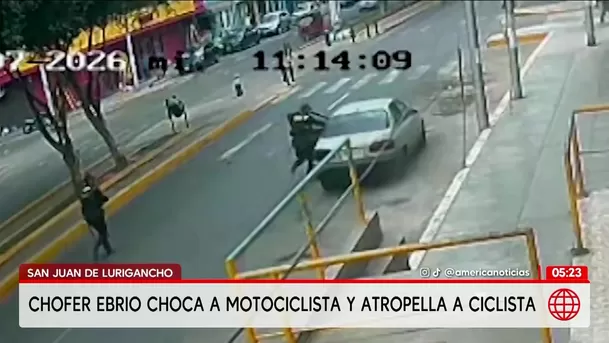 Chofer ebrio choca a motociclista y atropella a ciclista en San Juan de Lurigancho. Foto: América Noticias