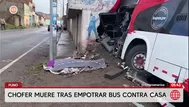 Chofer muere tras choque de bus contra vivienda en Puno