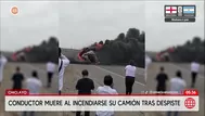 Chofer muere tras despiste e incendio de su camión en Chiclayo