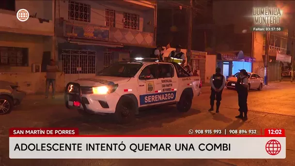 Chofer retiene a menor que intentó quemar combi en San Martín de Porres. Foto: América Noticias