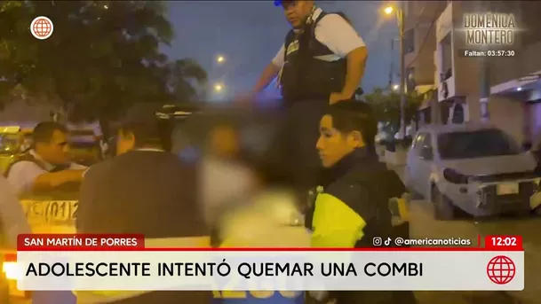 Chofer retiene a menor que intentó quemar combi en San Martín de Porres. Foto: América Noticias